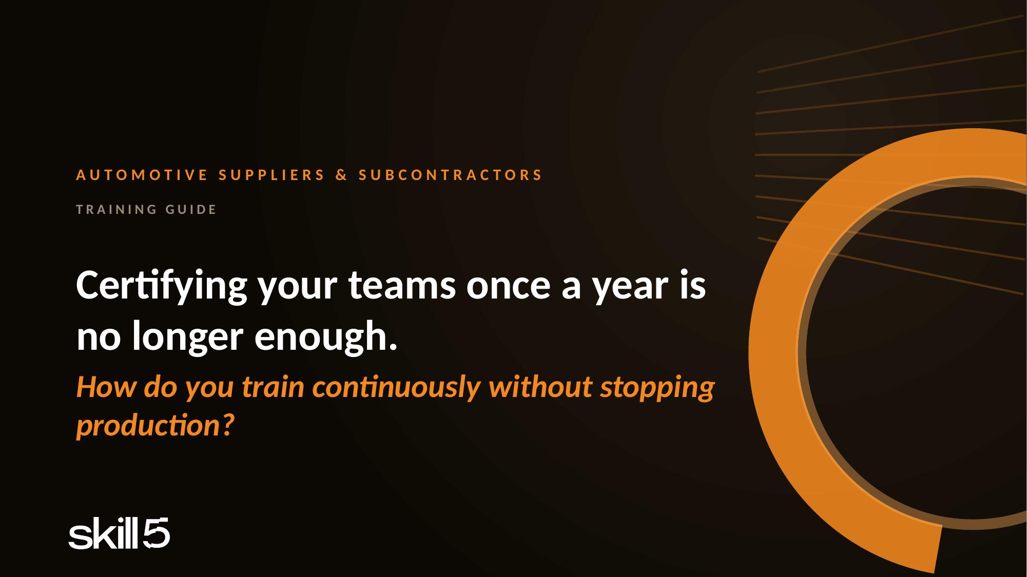 Certifying your teams once a year is no longer enough
